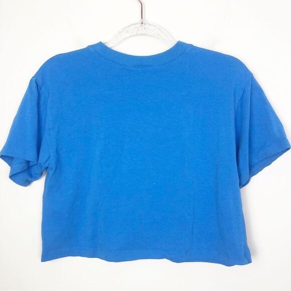 WILD FABLE | Blue Short Sleeve Cropped Tee Cutout Choker Style Women’s Size M - Picture 9 of 10